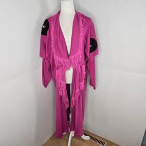 Pat & Janet NWT Western fringe duster open cardigan coat Studded Small pink